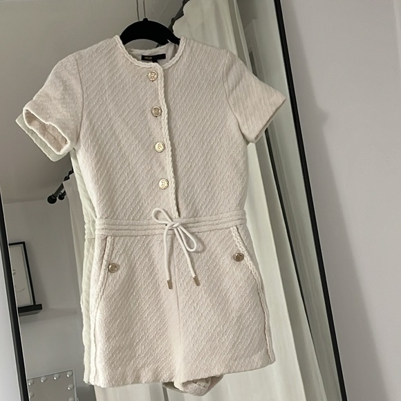 Maje Tweed-style Playsuit in Natural - Picture 5 of 9